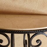 Wrought iron and marble console