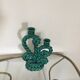 Double candlestick in green twisted ceramic vintage 50s