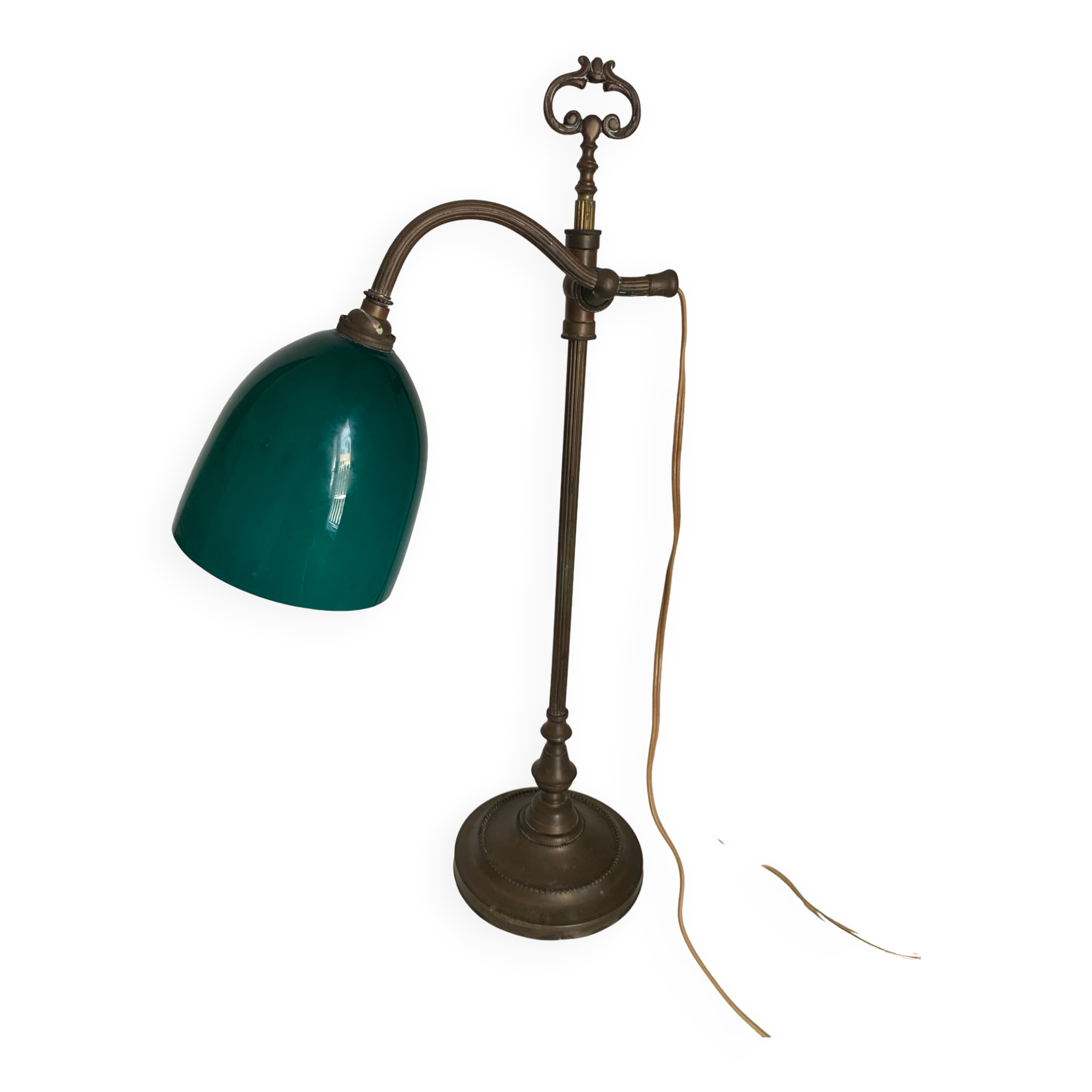 Vintage lamp 1900 celadon jeweler workshop brass - 56 cm
