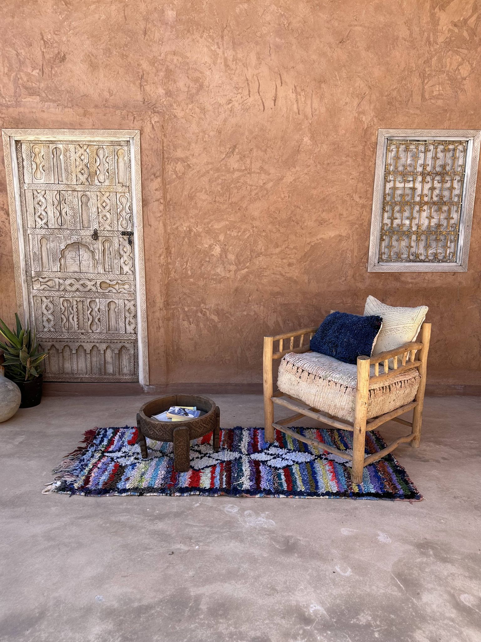 Tapis Berbère Boucherouite coloré - 80 x 189 cm
