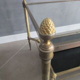 Coffee table 70's glass and brass Hollywood regency style