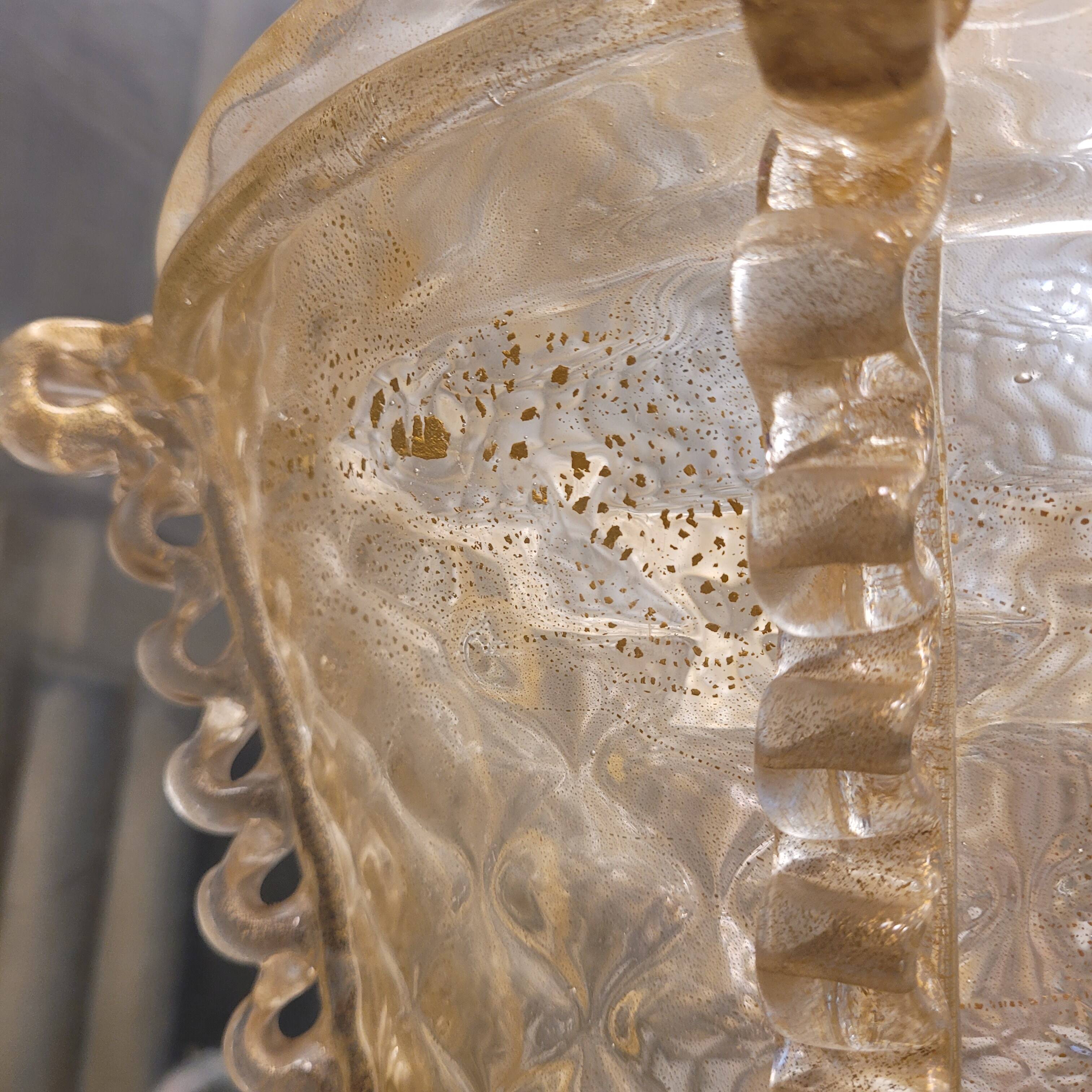 Magpie lamp, Murano crystal and gold powder, Barovier & Toso, 50's