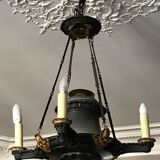 Lustre à 4 lumières en bronze de style Empire