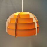 Hanging lamp made of plastic slats by Lars Schiøler for Hoyrup Lighting Denmark 1976.