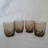 Set of 4 vintage 70s smoked glasses