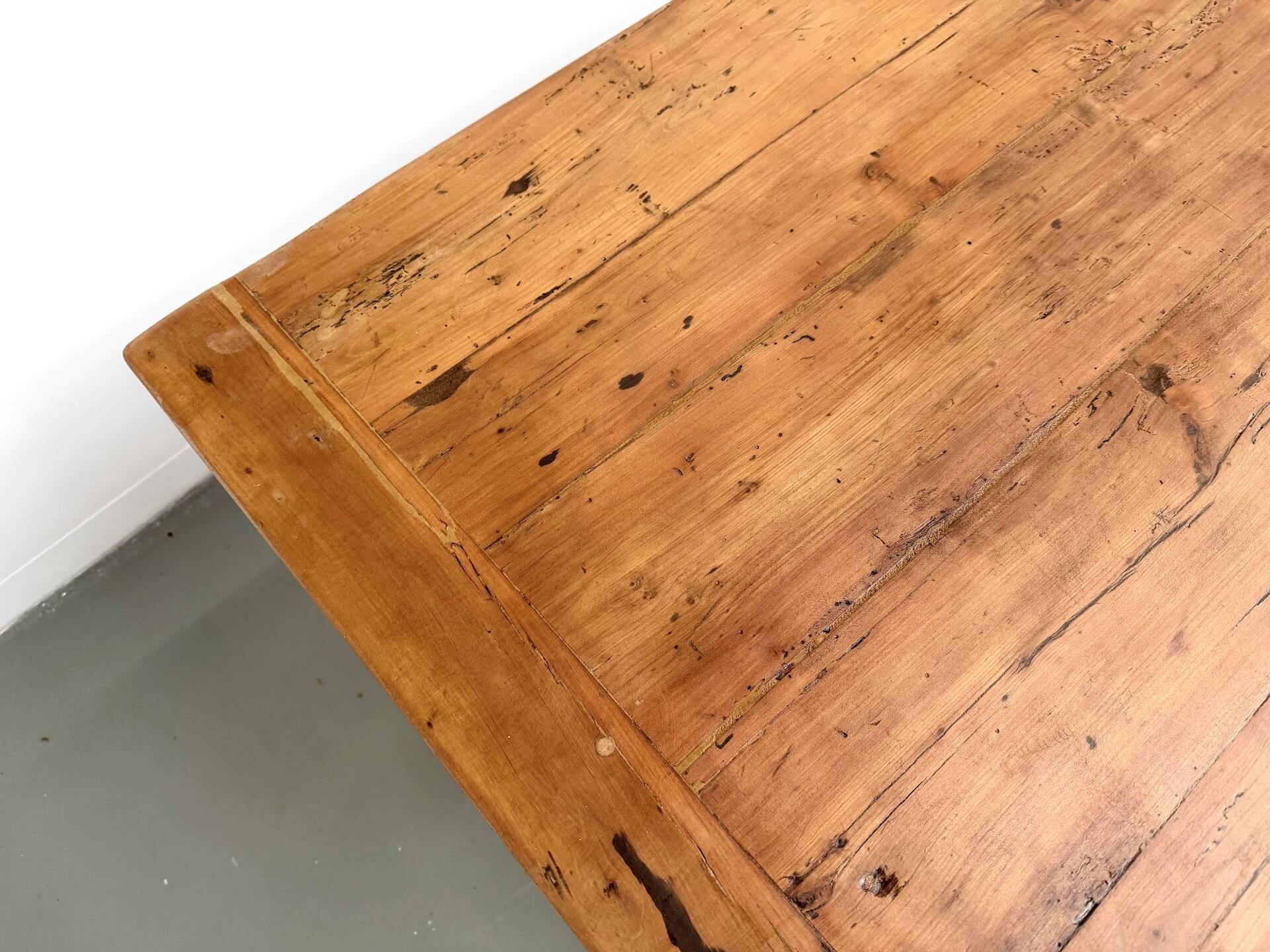 Farm table in solid cherry wood, one drawer, 1950s.