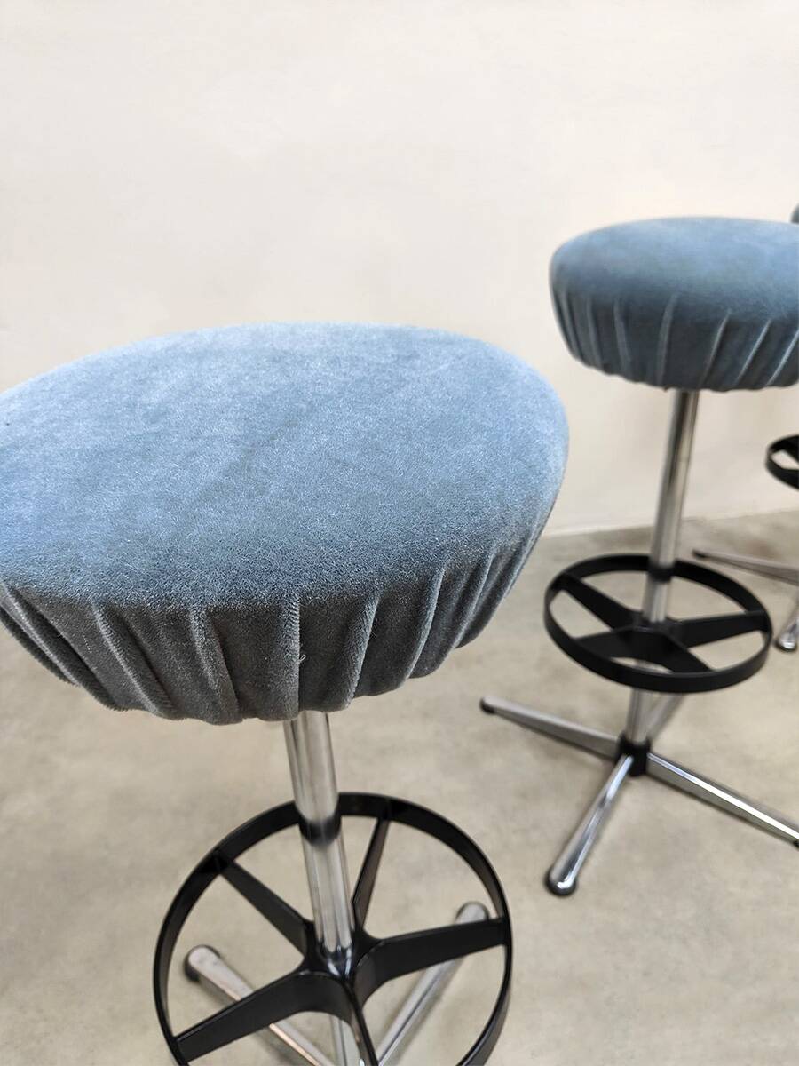 Tabourets de bar industriels vintage Bleu glacier 'Minimalisme'