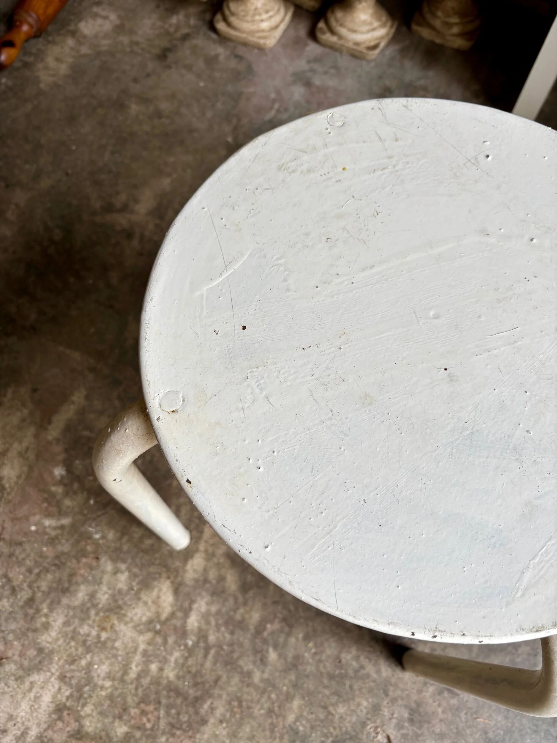 White metal stool