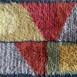 Tapis Rya suédois vintage en laine tissé à la main, années 1970