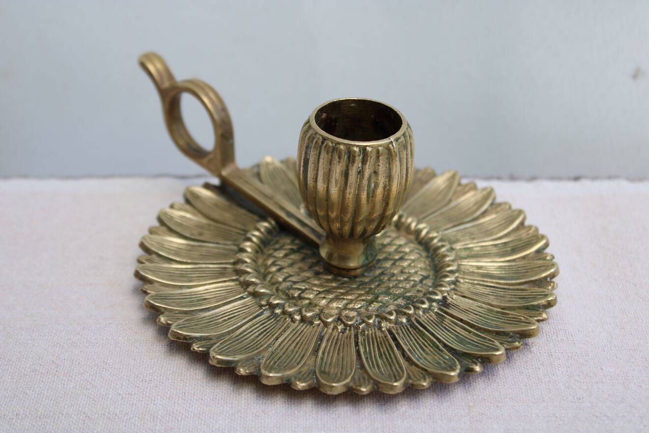 Gold metal candle holder