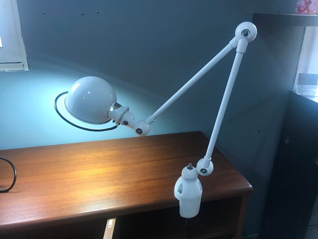 Jieldé desk lamp 2 arms 40cm white original Jean Louis Domecq vintage
