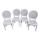 4 old wooden and cane chairs