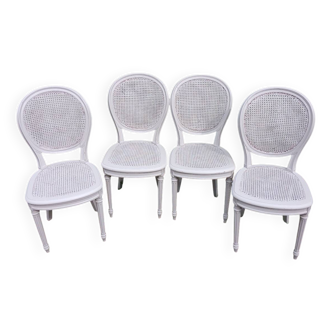 4 chaises anciennes bois et cannage