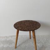 Vintage round table, tripod, carved wood