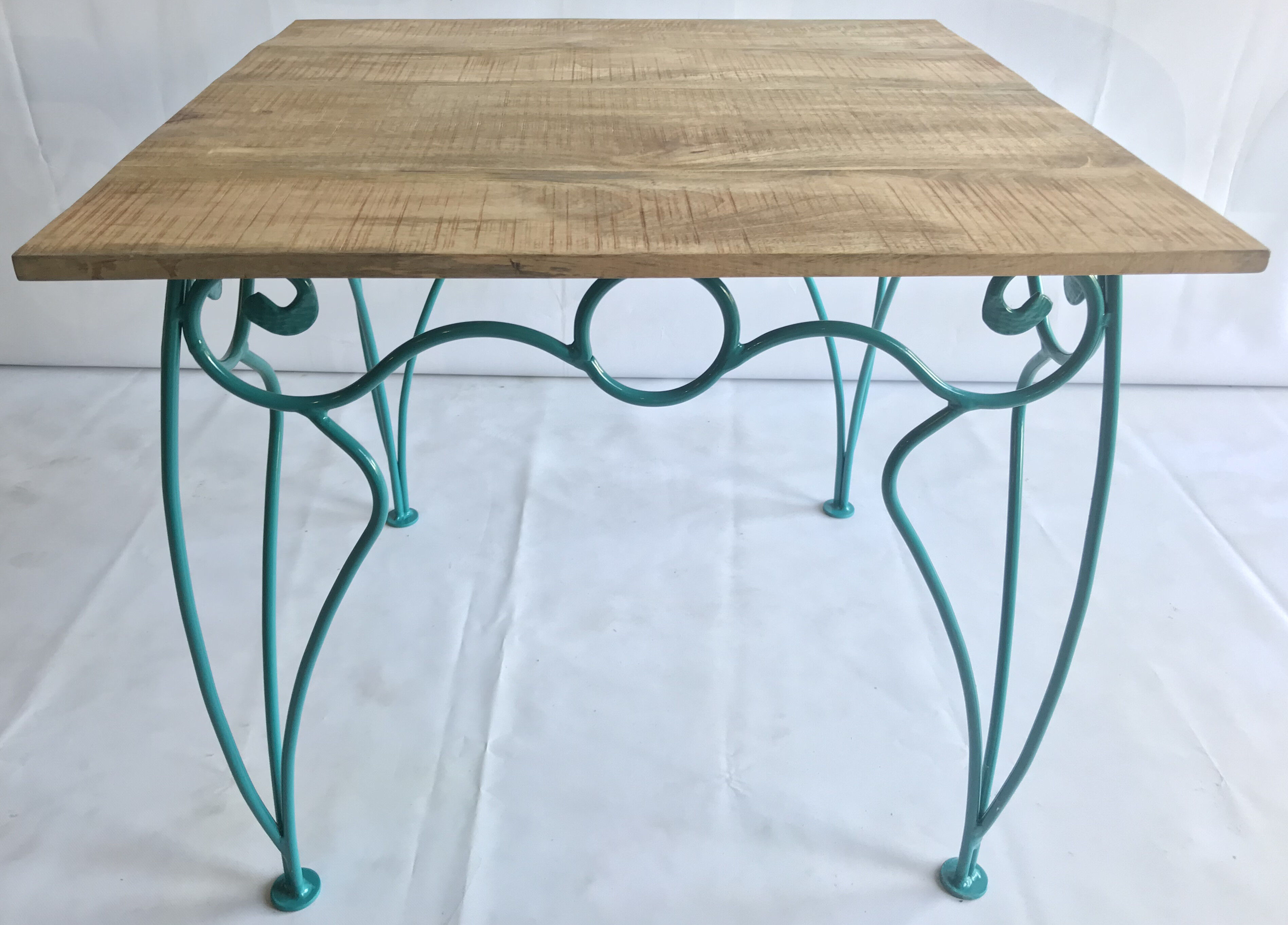 Wrought iron and wood table