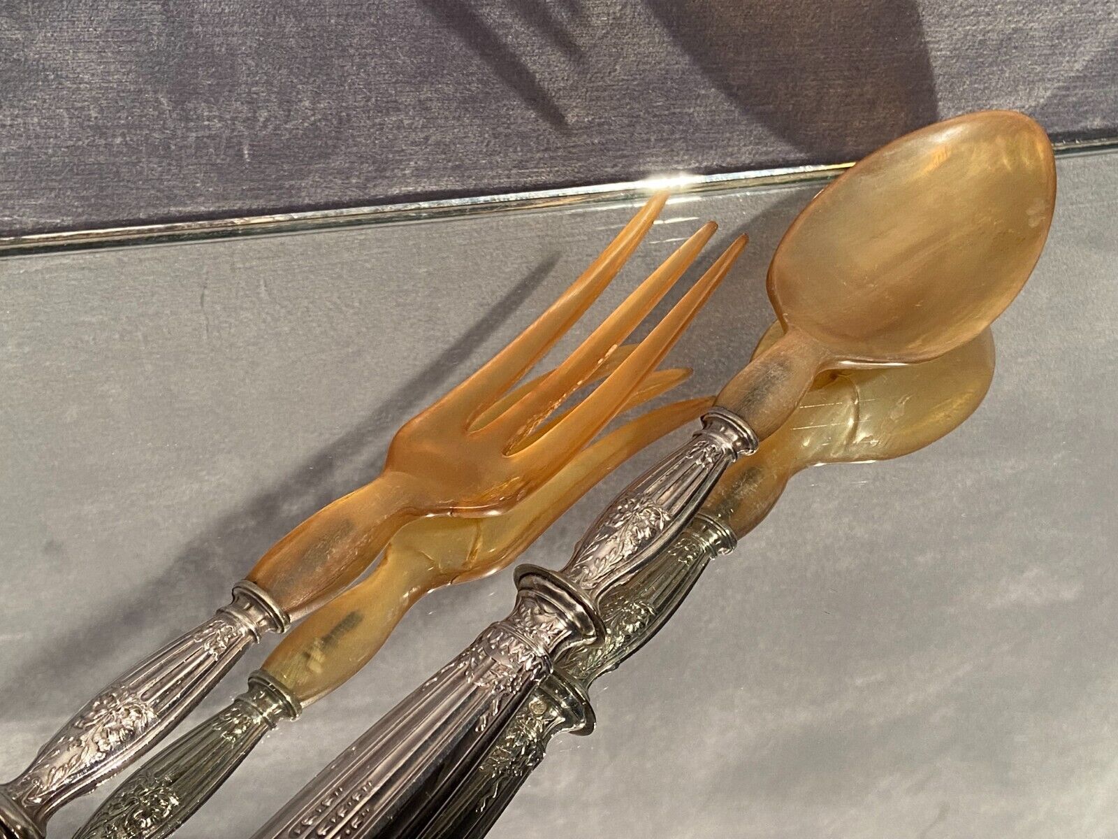 Louis XVI style silver handled salad service