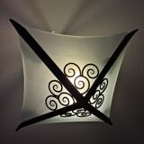 Cubist Art Deco chandelier in wrought iron