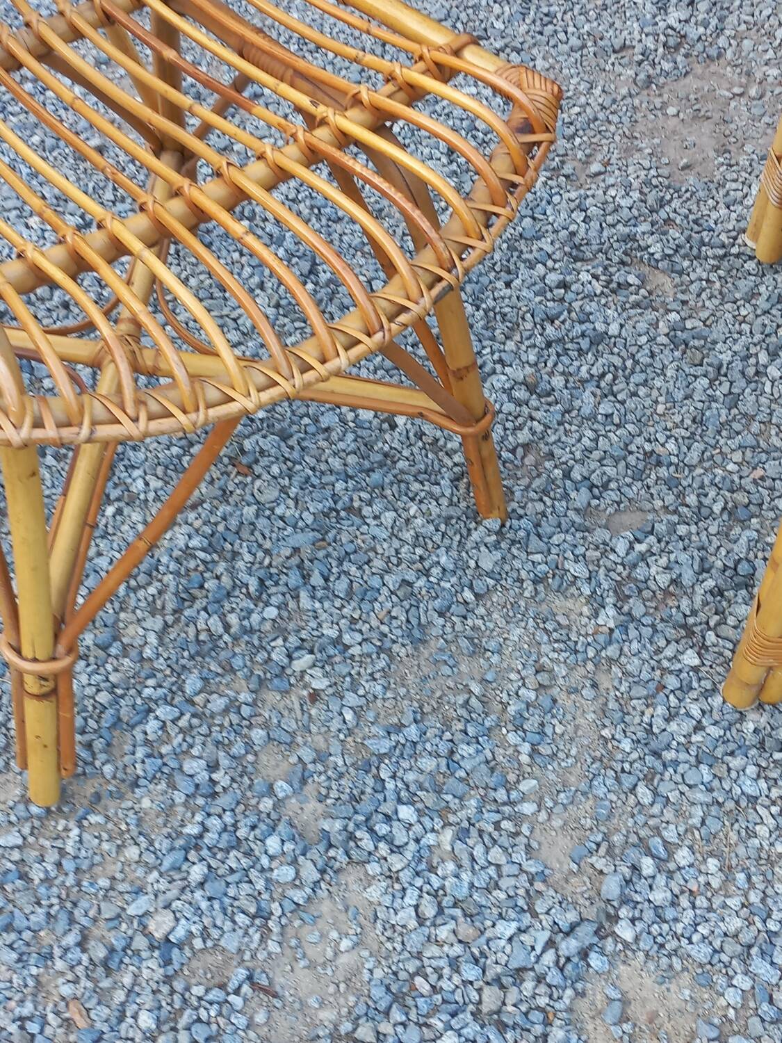 Vintage dining room attributed to Audoux and Minet in bamboo and rattan