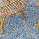 Vintage dining room attributed to Audoux and Minet in bamboo and rattan