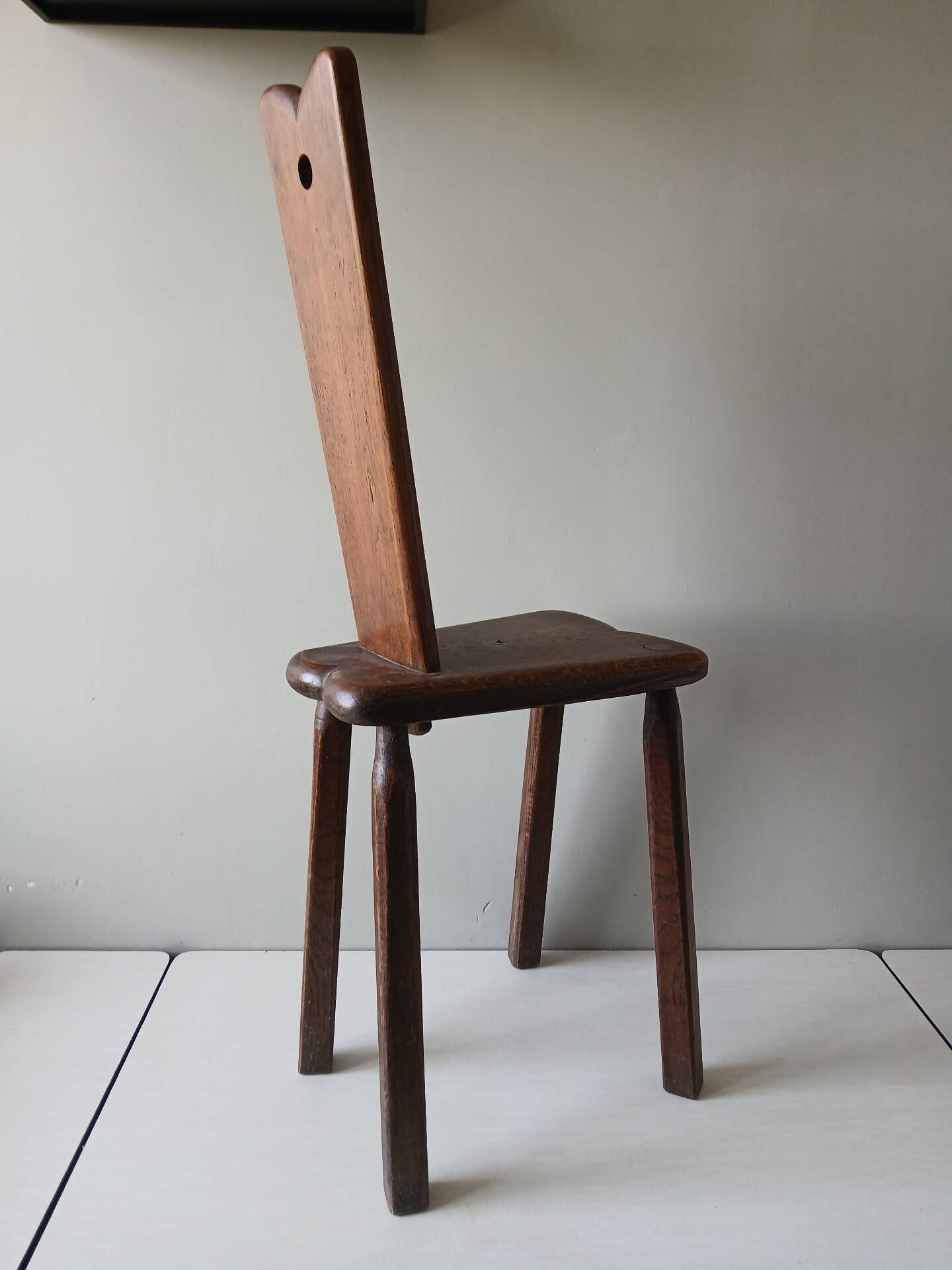 Antique Alpine peasant chair, Stabelle type, made of solid wood – 19th century.