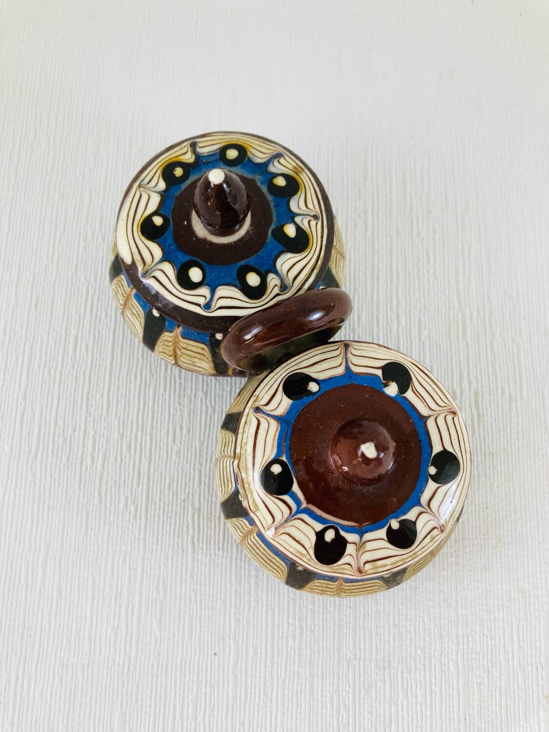 Saleron Double Covered Salt and Pepper Terracotta Glazed Bulgarian Monas