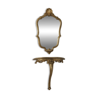 Mirror and console in Louis XV baroque style.