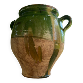 Glazed green confit pot