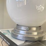 Ceiling light fixture globe white opal glass 20 cm aluminium base