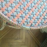 Round old rattan pedestal table