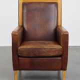 Sheepskin Leather Art Deco Design Armchair