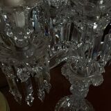 Pair of Baccarat three-light crystal chandeliers