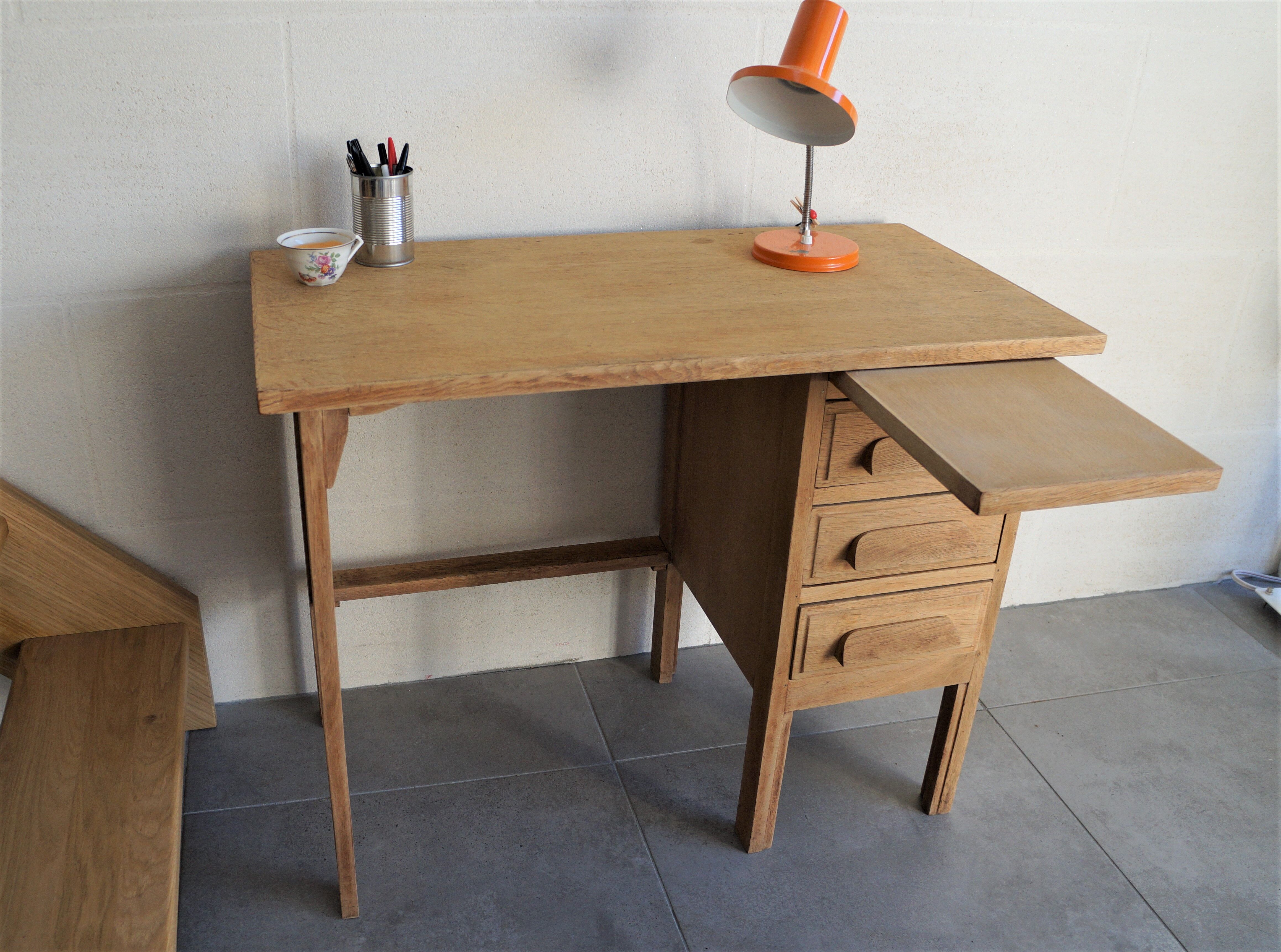 Bureau d'usine en bois annees 50