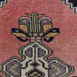 Tapis vintage oriental fait main rose et crème 4x7, 130x225 cm