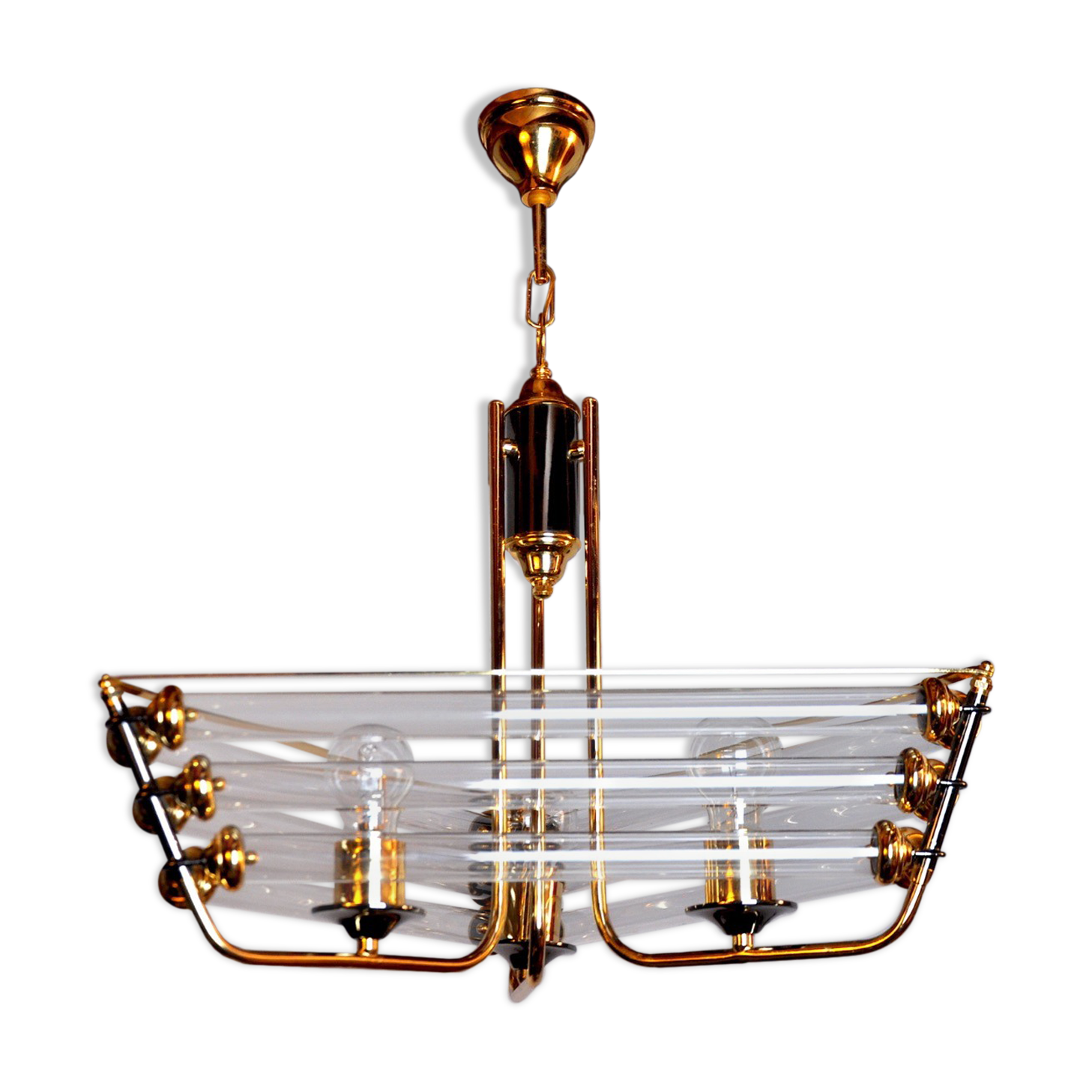 Lustre Venini tubulaire verre de Murano 1970, Italie