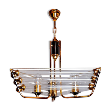 Lustre Venini tubulaire verre de Murano 1970, Italie