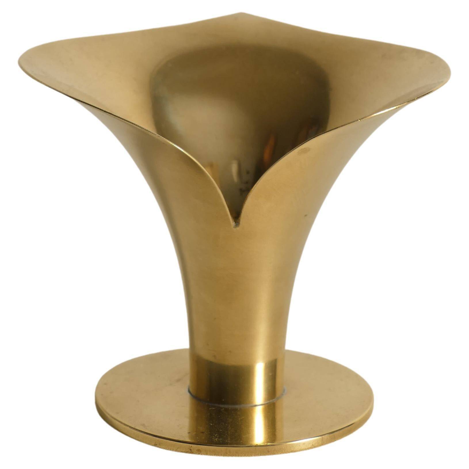 Art Deco Brass Calla Lily Candle Holder by Carl-Einar Borgström for Ystad-Metall