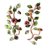 Pair of painted sheet metal flower sconces, Italian, 1960