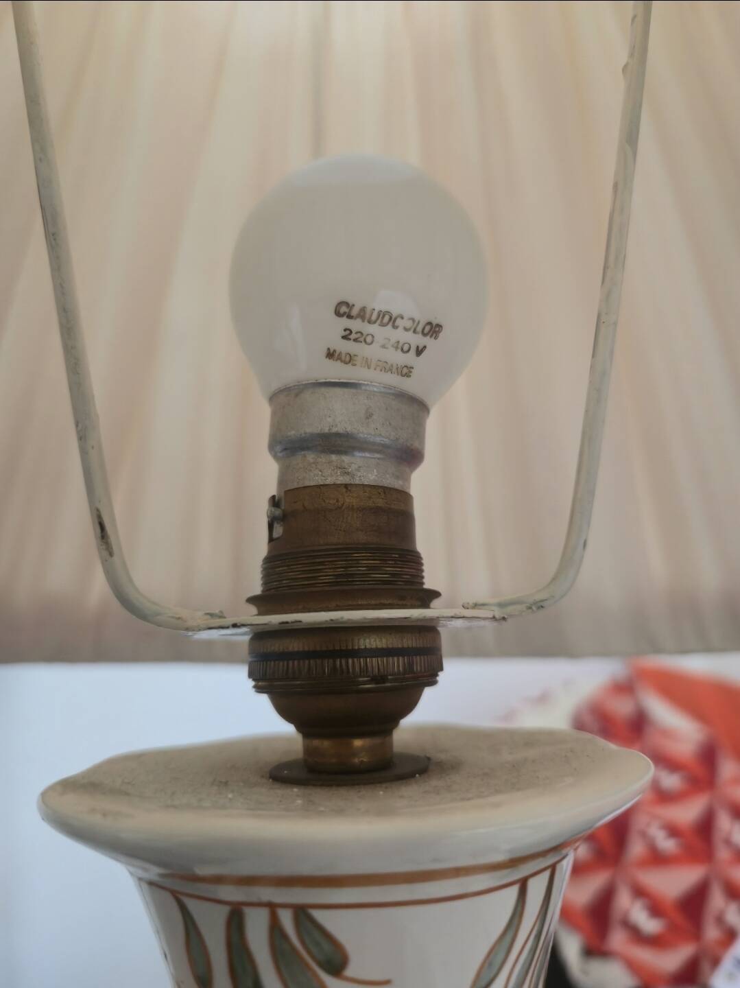 Hand-painted lamp by Geo Martel.