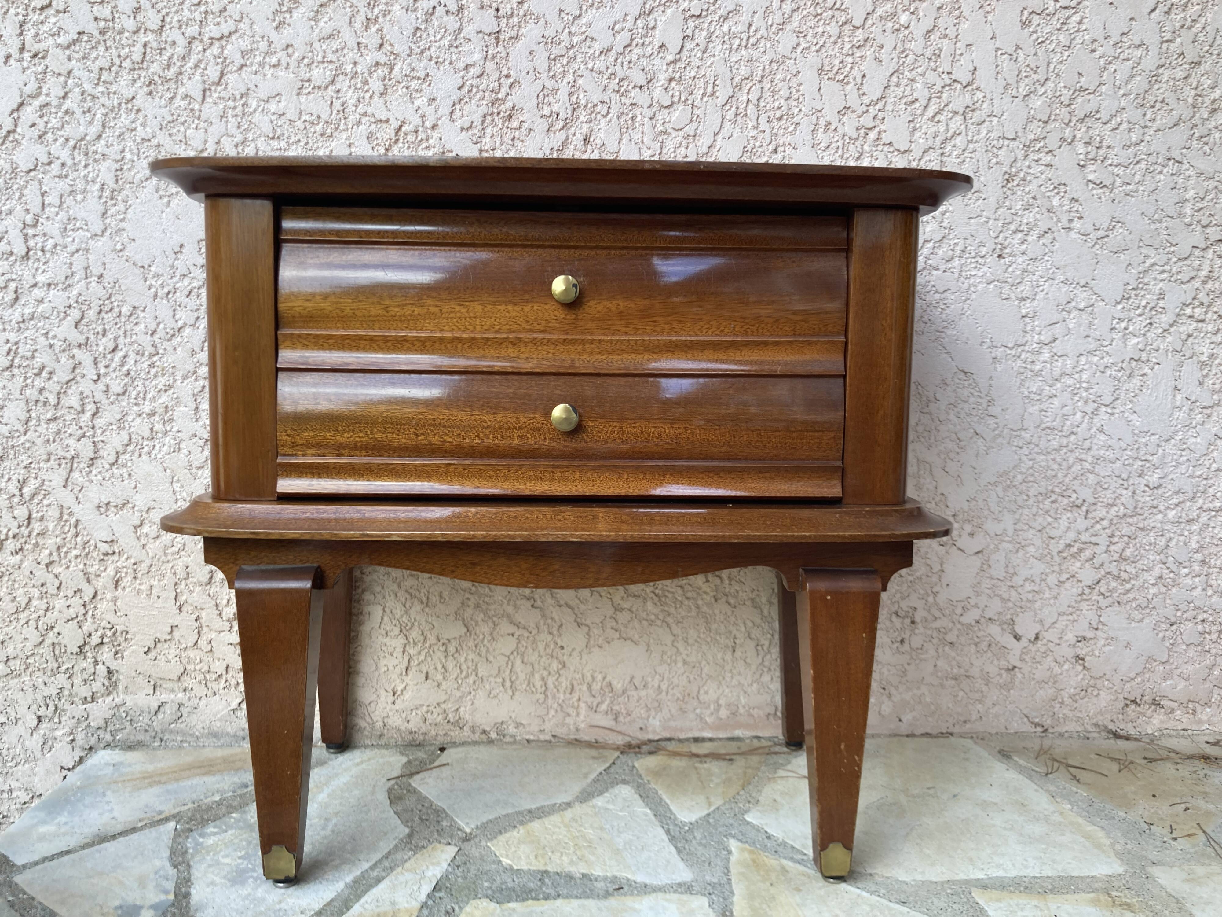 varnished rosewood bedside table