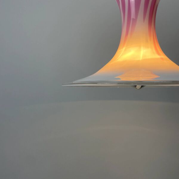 Suspension Mandarin blanche et rose par Michael Bang pour Holmegaard 1980