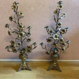 Pair of gilded bronze church candelabras.