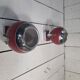 Pair of vintage chrome metal eyeball wall lights from the 70s