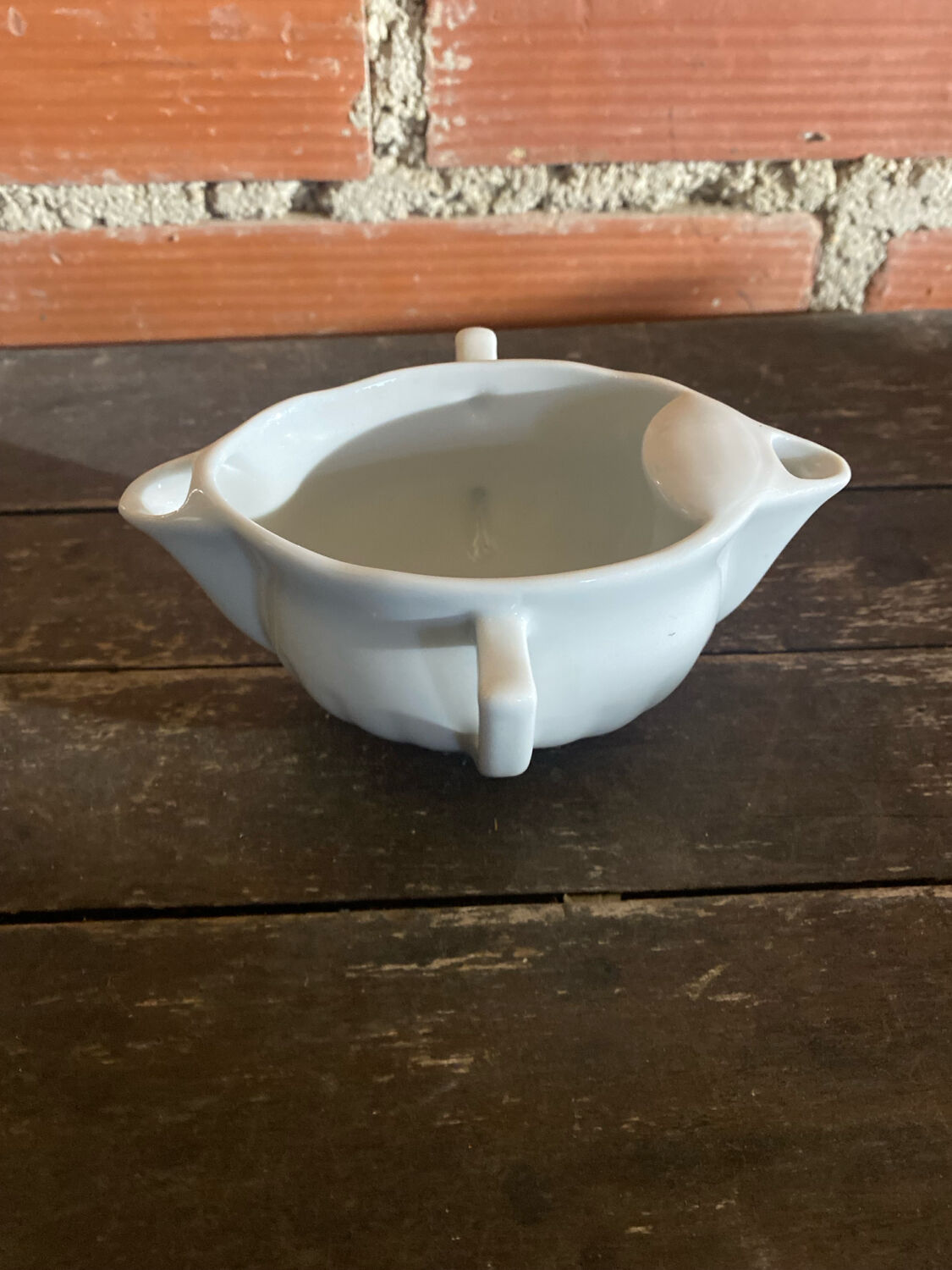 Double Sauce Boat Antique PILLIVUYT Gras & Maigre White Porcelain #D