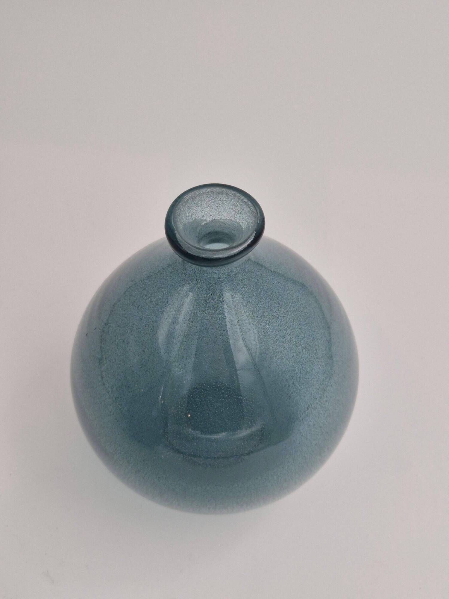 Erik Höglund, balloon-shaped blue glass vase for Boda, Sweden, mid-20th century.