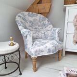 Blue toile de jouy toad armchair