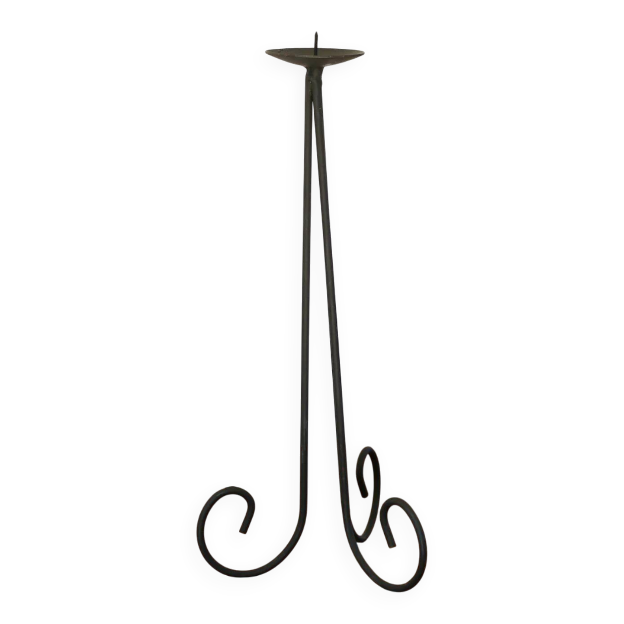 Black iron tripod chandelier, brutalist, 1970 - 34 cm