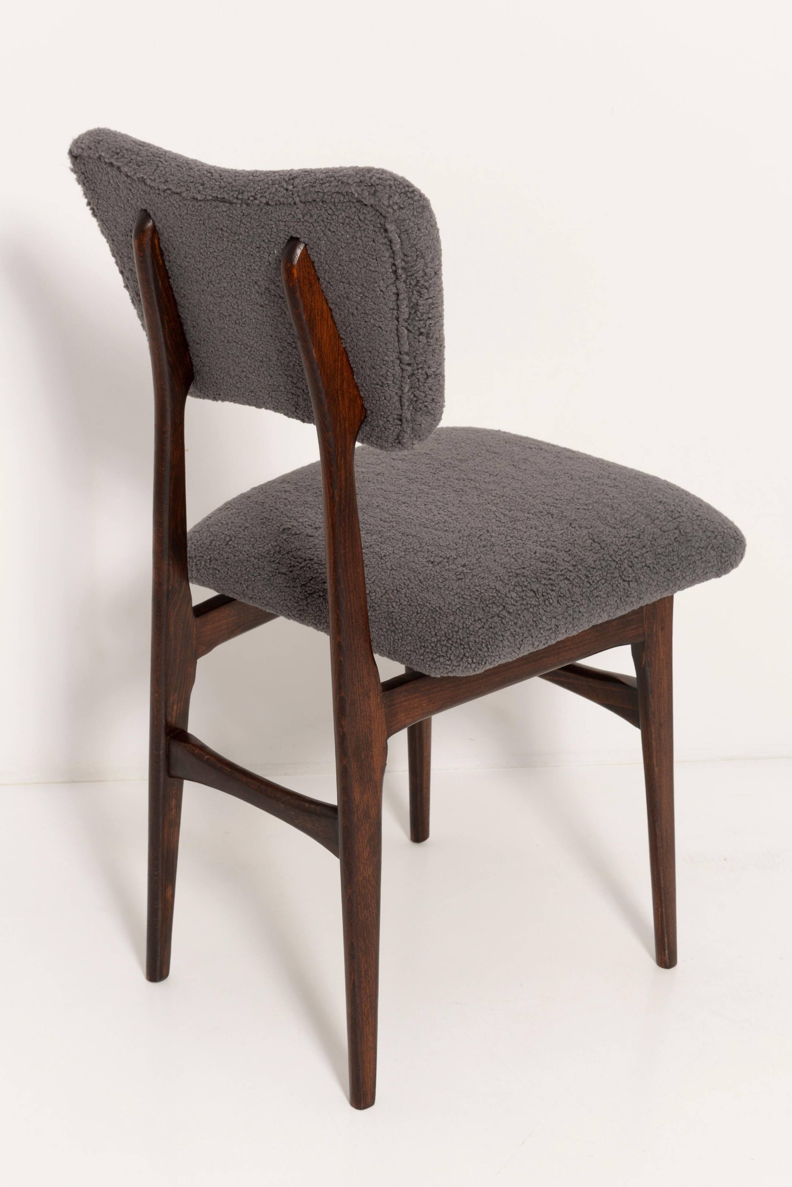 Chaise bouclée gris foncé du 20ème siècle, 1960