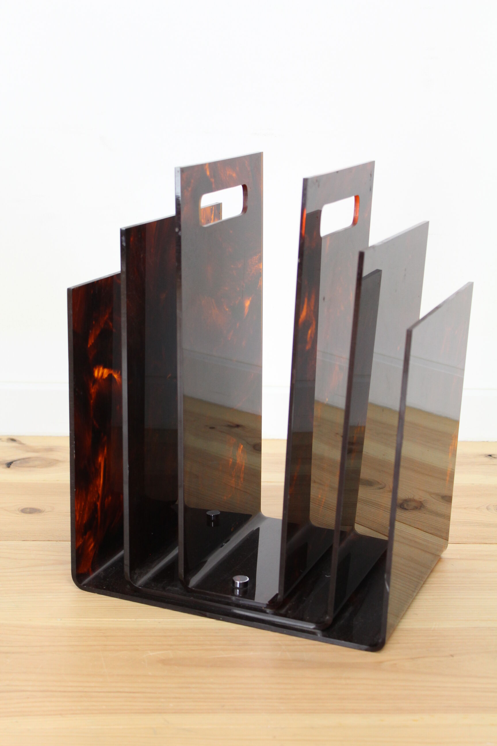 Maison Mercier plexiglas tortoiseshell magazine holder
