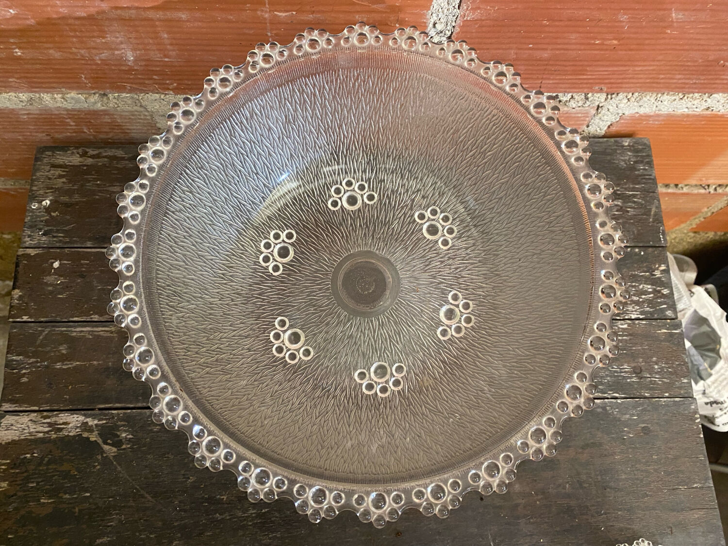 Masserini barocco fruit bowl pair moulded glass bead row vintage