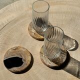 Set of 3 fossilized wooden coasters (clear)